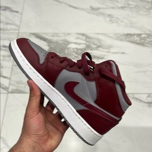 Red and Gray High-Top Sneakers